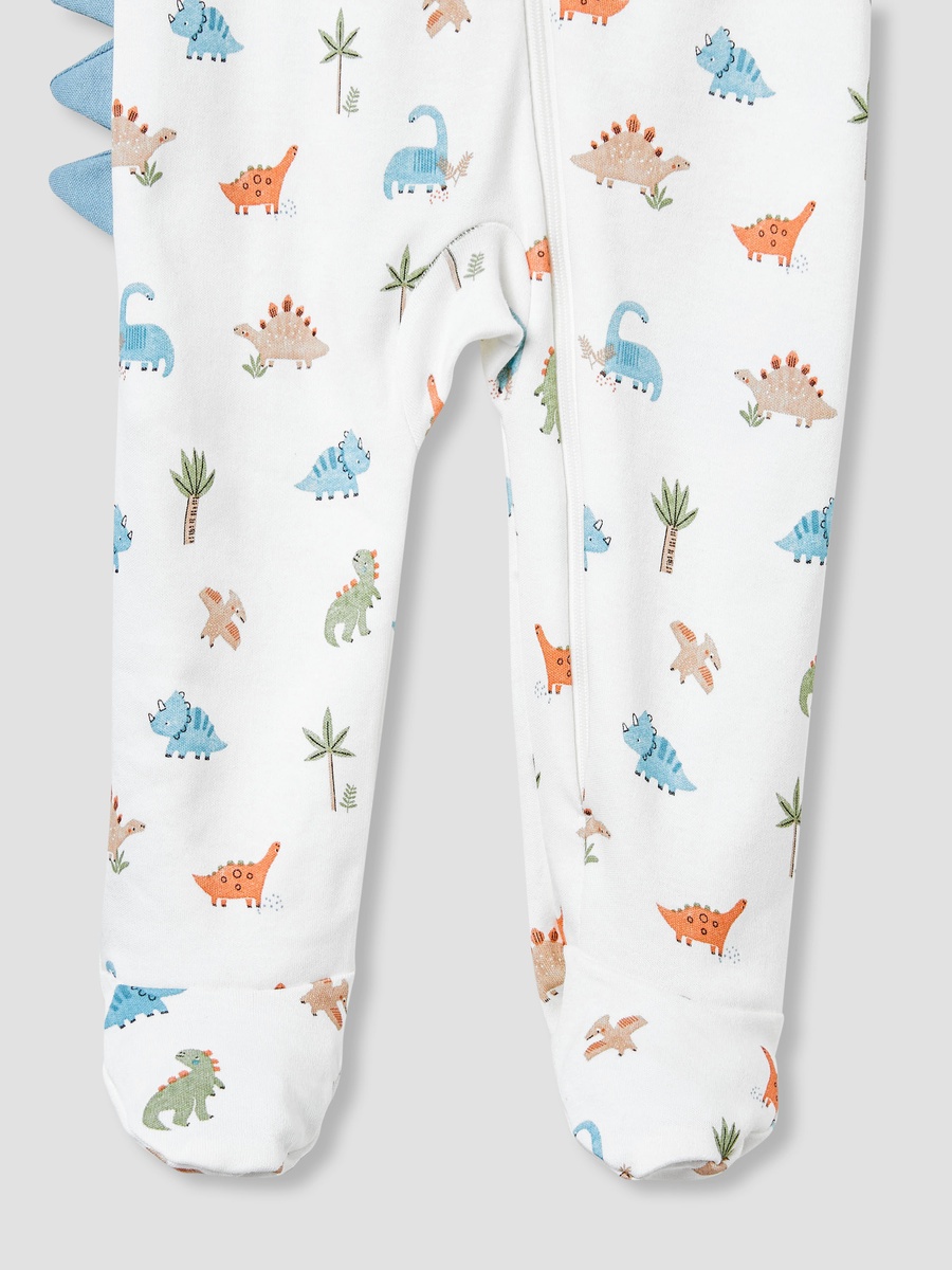 Dinosaur Print Sleepsuit with Long Sleeves