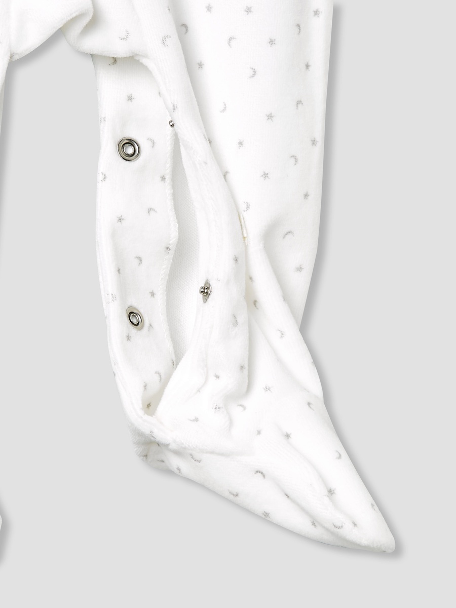 Peter Pan Collar Long Sleeves Sleepsuit with Star and Moon Embroidery