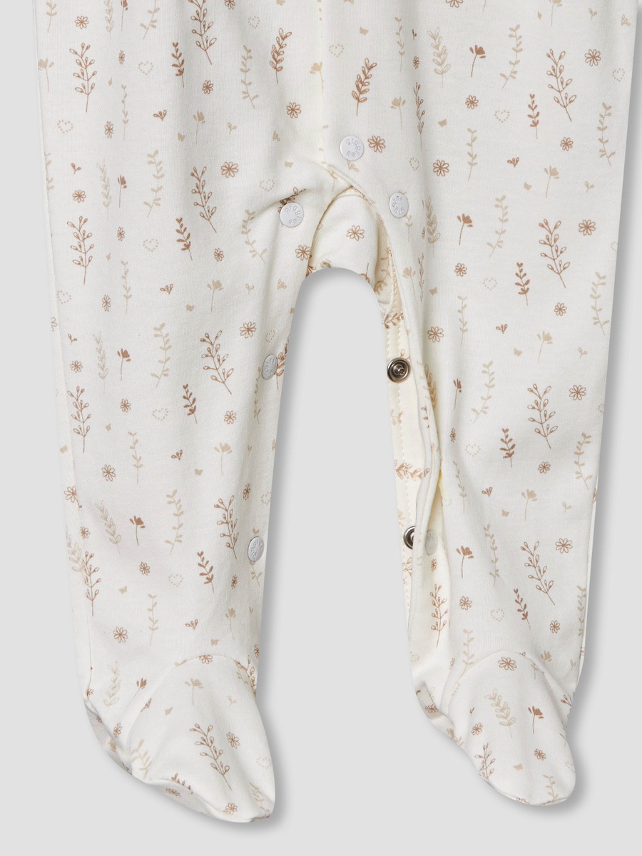 Supima Cotton Peter Pan Collar Long Sleeves Sleepsuit with Floral Print