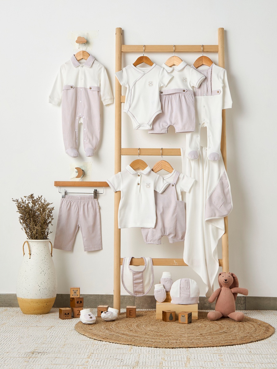 Cotton Round Neck Long Sleeves Sleepsuit with Snap Button Closure