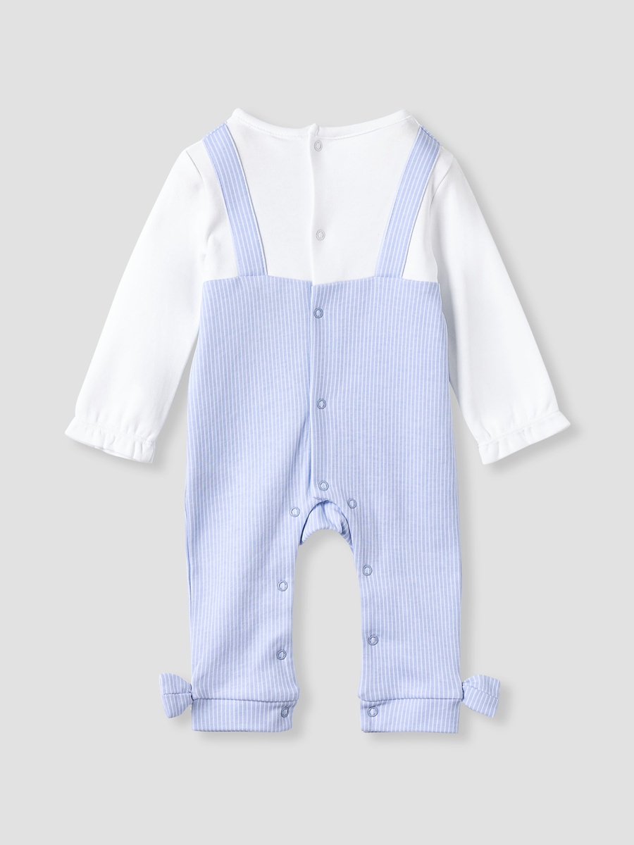 Striped Sleepsuit with Frill and Bow Detail