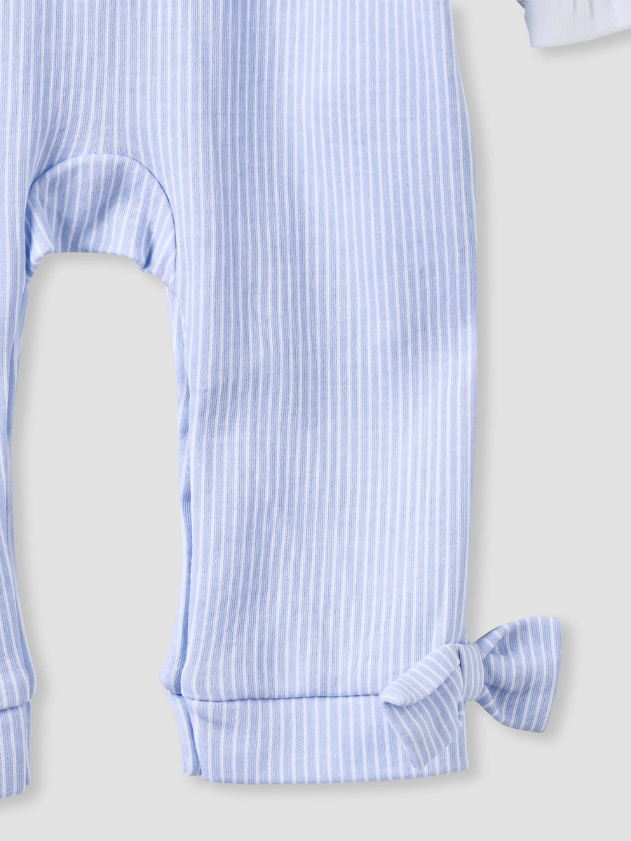 Striped Sleepsuit with Frill and Bow Detail