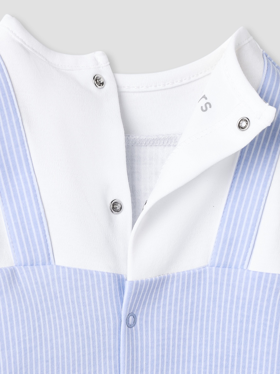 Striped Sleepsuit with Frill and Bow Detail