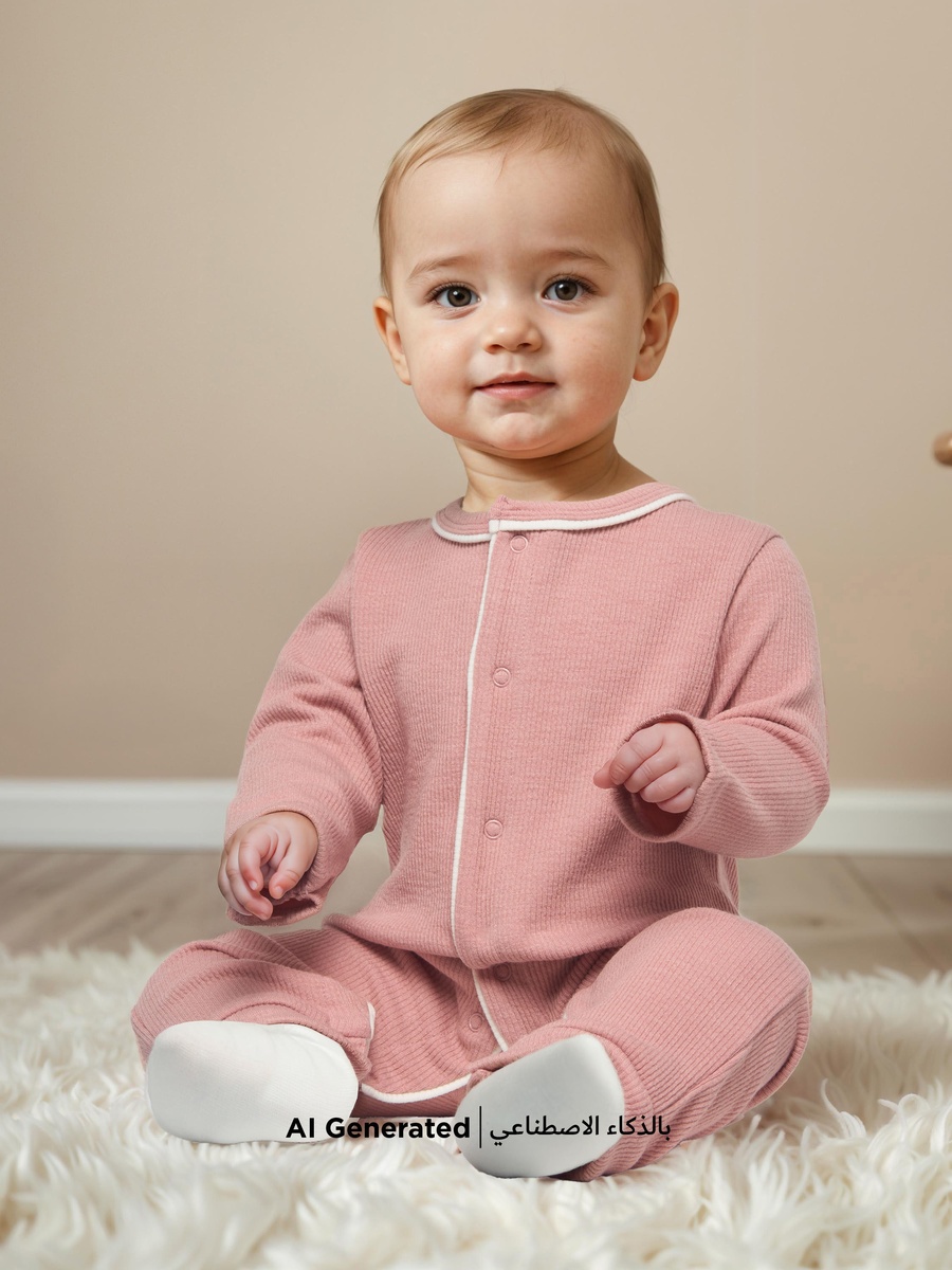 Ribbed Open Feet Sleepsuit with Button Closure