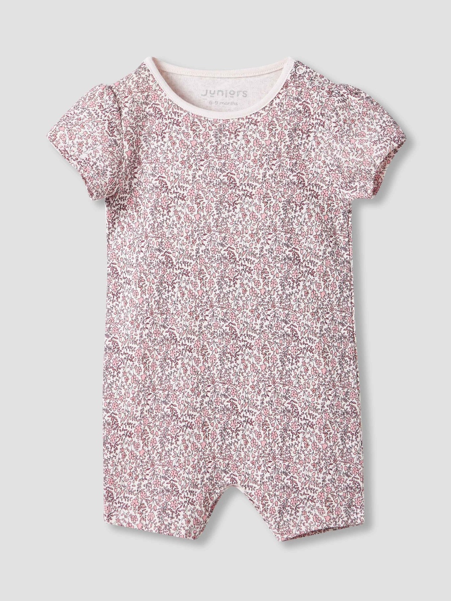 Floral Print Romper with Short Sleeves - Set of 2