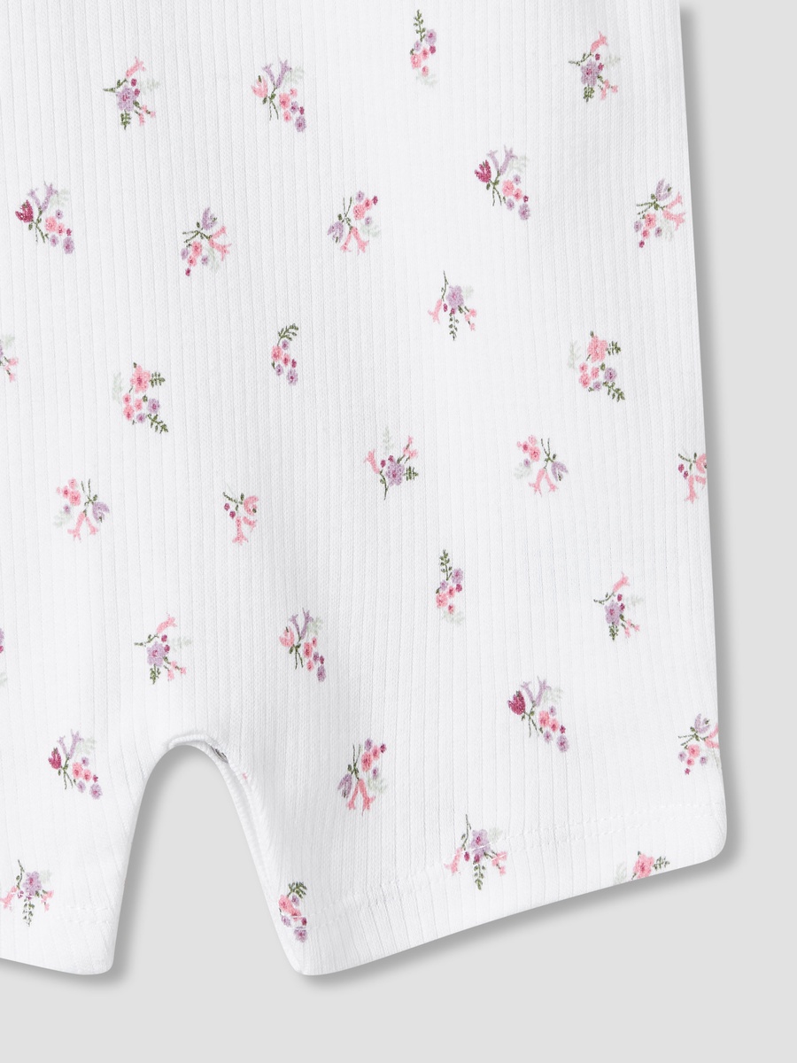 Floral Print Romper with Short Sleeves - Set of 2