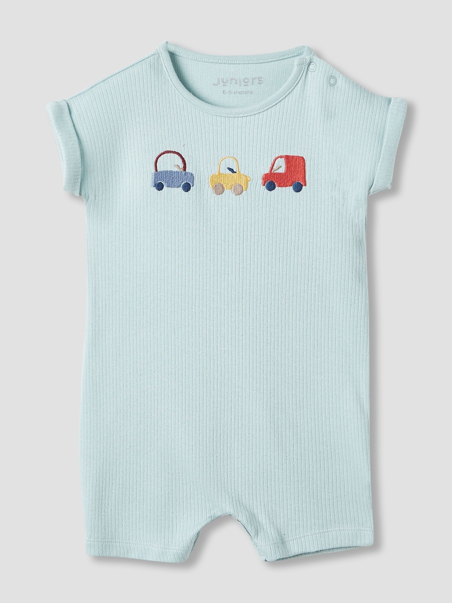 Car Print Romper with Short Sleeves - Set of 2
