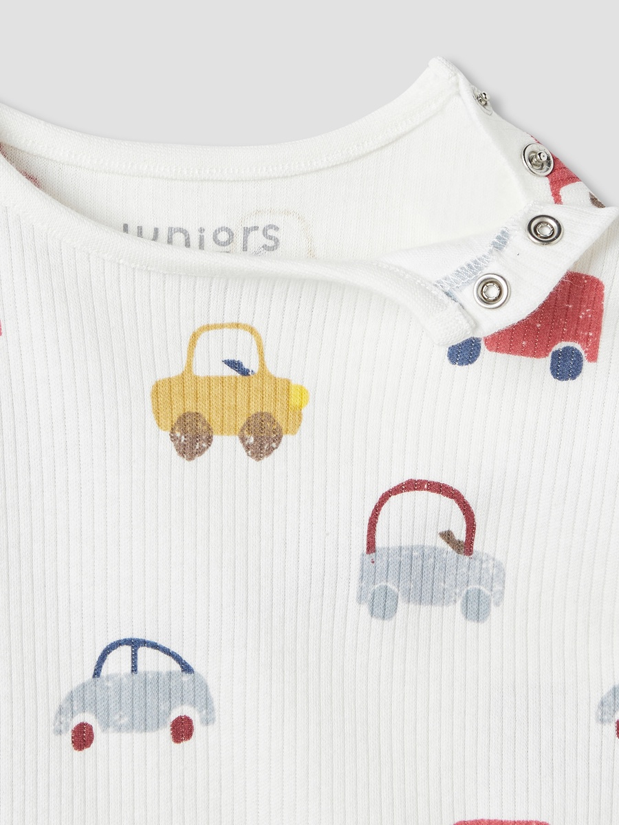Car Print Romper with Short Sleeves - Set of 2