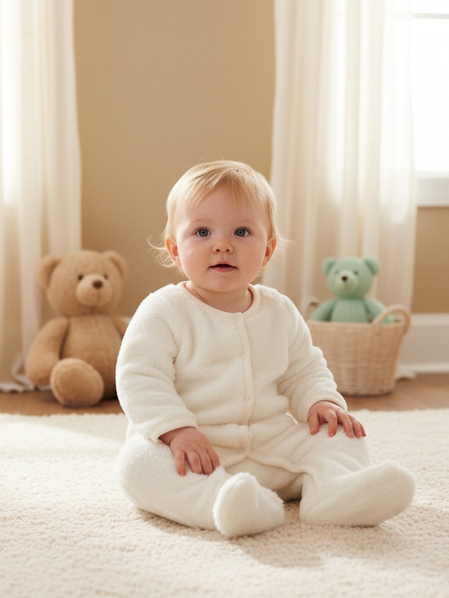 Textured Sleepsuit with Long Sleeves