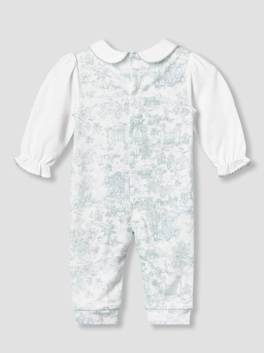 Peter Pan Collar Long Sleeves Sleepsuit with Smock Design