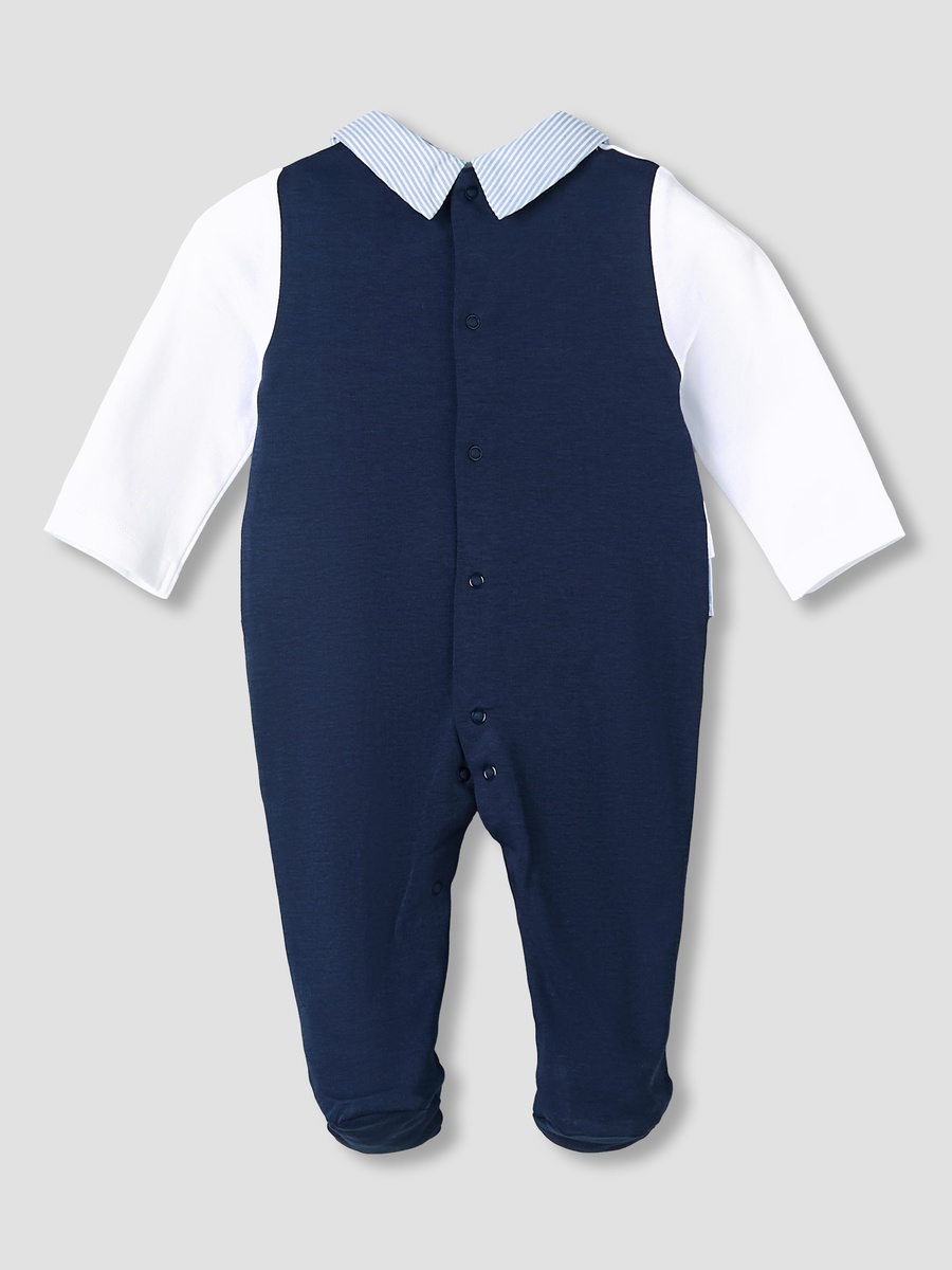 Cotton Collared Long Sleeves Sleepsuit with Horse Embroidery