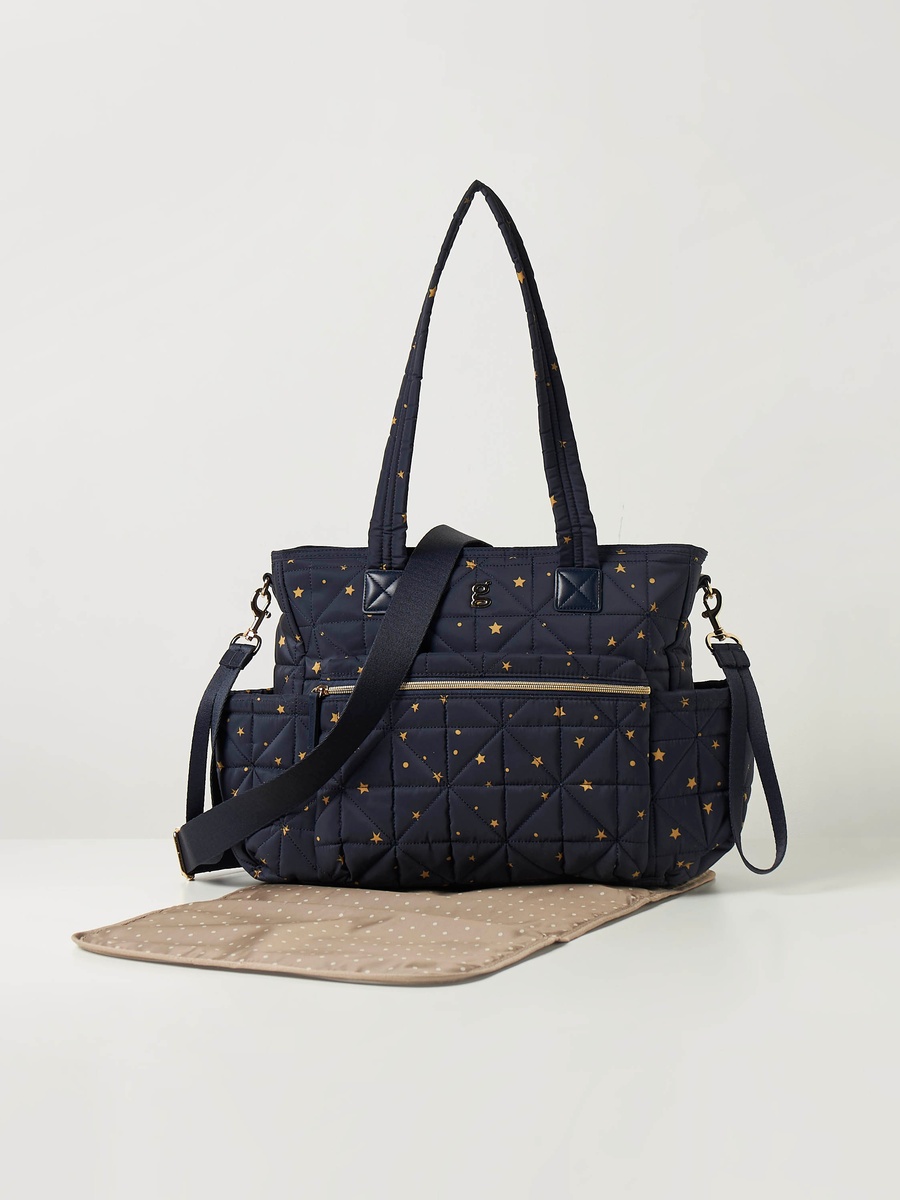 All-Over Star Print Quilted Diaper Shoulder Bag