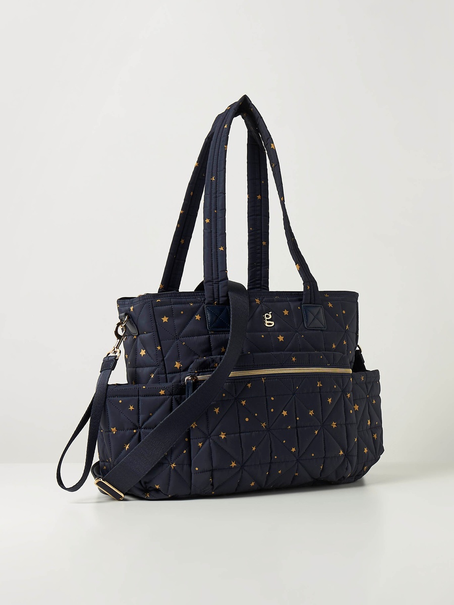 All-Over Star Print Quilted Diaper Shoulder Bag