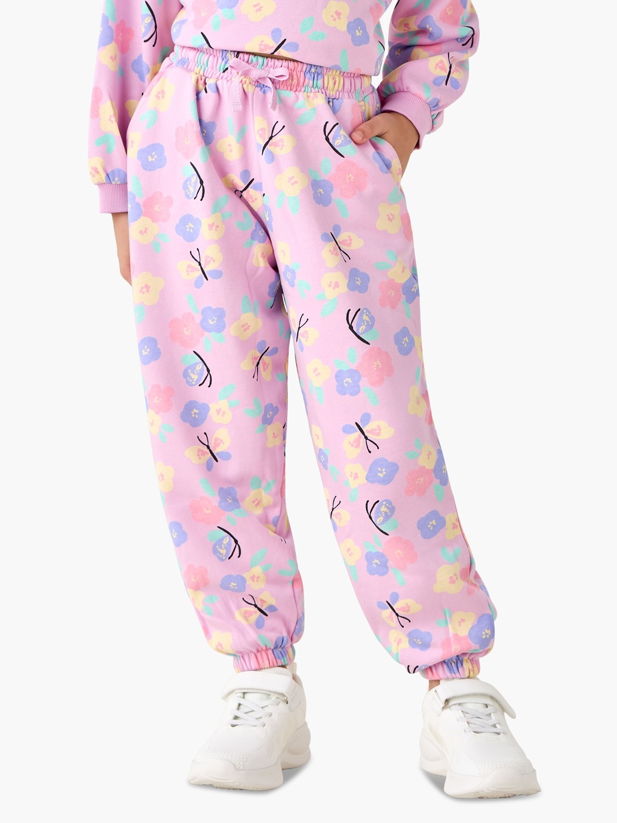 Elasticated Waist Joggers with Floral Print