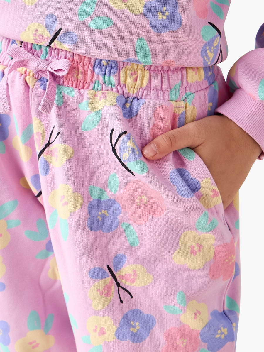 Elasticated Waist Joggers with Floral Print