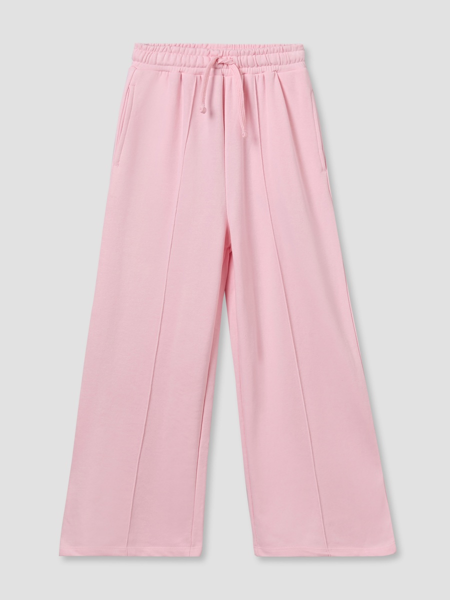 Elasticated Drawstring Waist Wide Leg Track Pants with Pockets