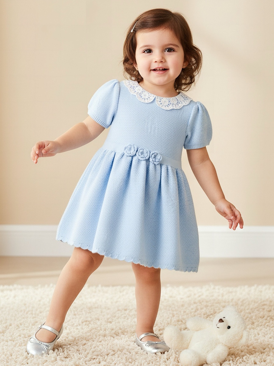 blue dress for baby girl Girls Organic Seersucker Peter Pan Collar Dress