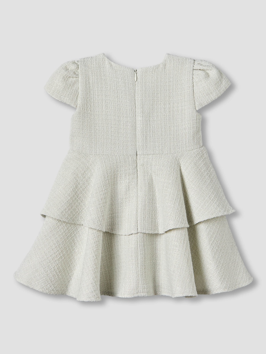 Round Neck Short Sleeves Empire Dress with Belt Detail
