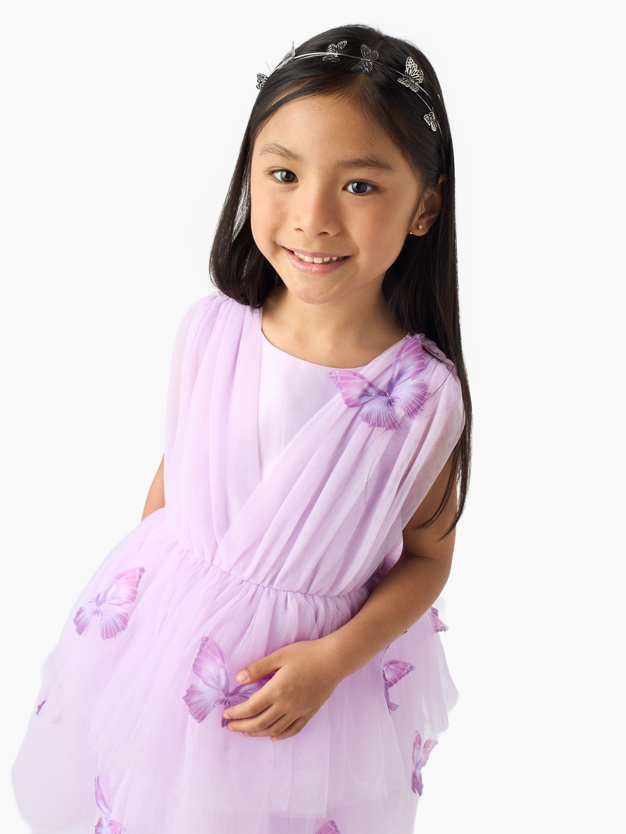 Round Neck Sleeveless Dress with Butterfly Applique