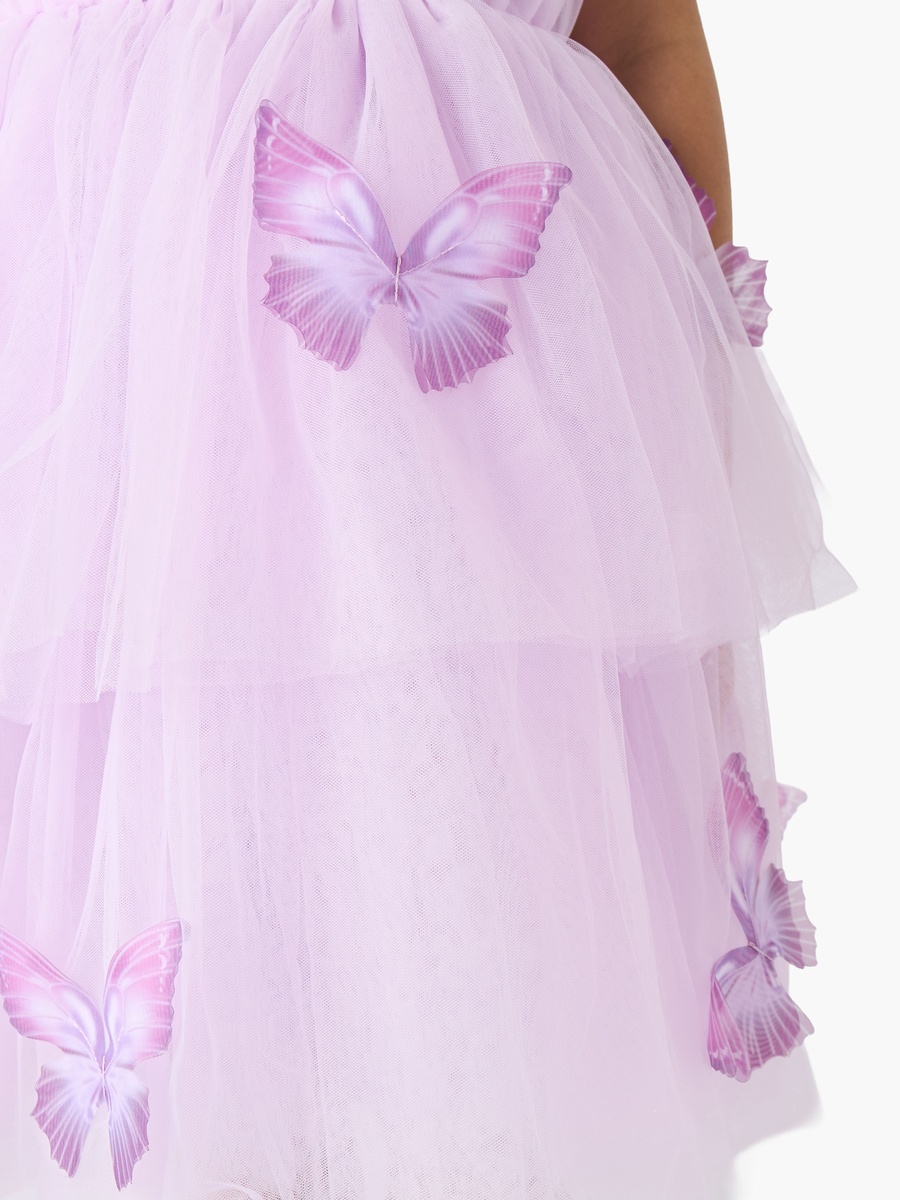 Round Neck Sleeveless Dress with Butterfly Applique