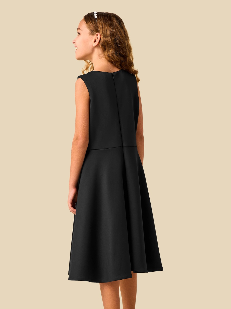 Round Neck Sleeveless Dress with Floral Embellishment