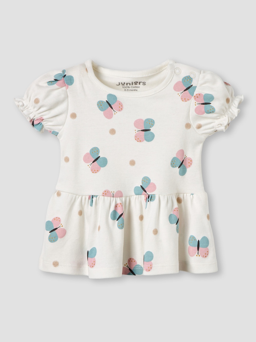 Pack of 2 Round Neck A-Line Dress with Butterfly Print