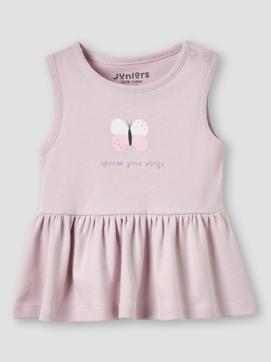 Pack of 2 Round Neck A-Line Dress with Butterfly Print