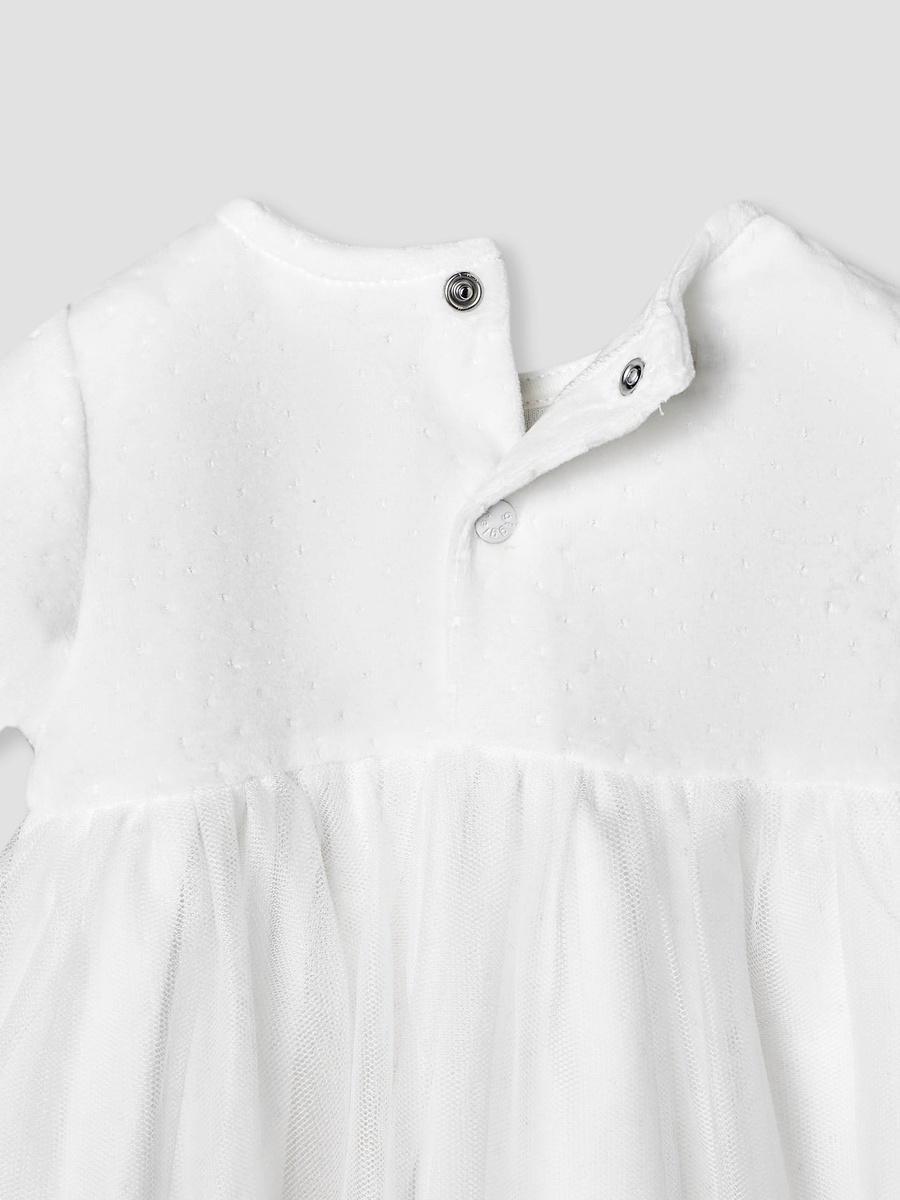 Round Neck Long Sleeves A-Line Dress with Butterfly Applique