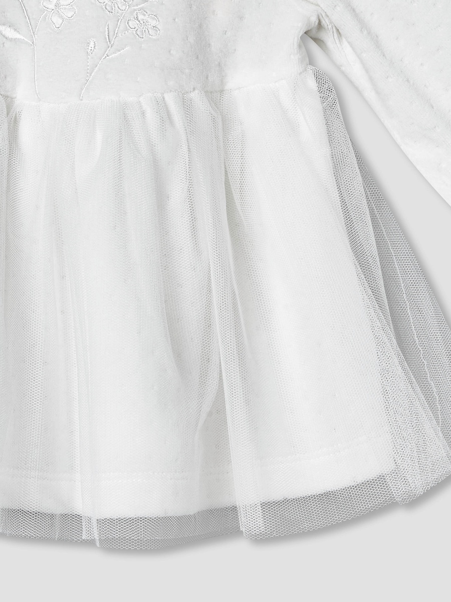 Round Neck Long Sleeves A-Line Dress with Butterfly Applique
