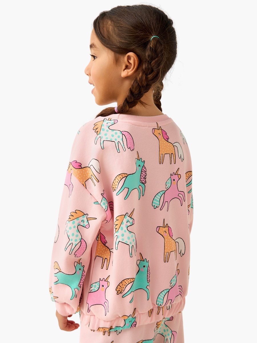 Unicorn Print Sweatshirt with Long Sleeves