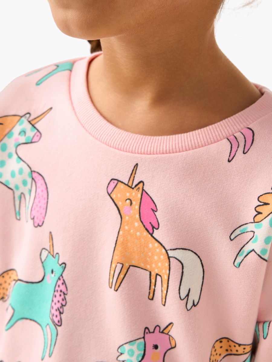 Unicorn Print Sweatshirt with Long Sleeves