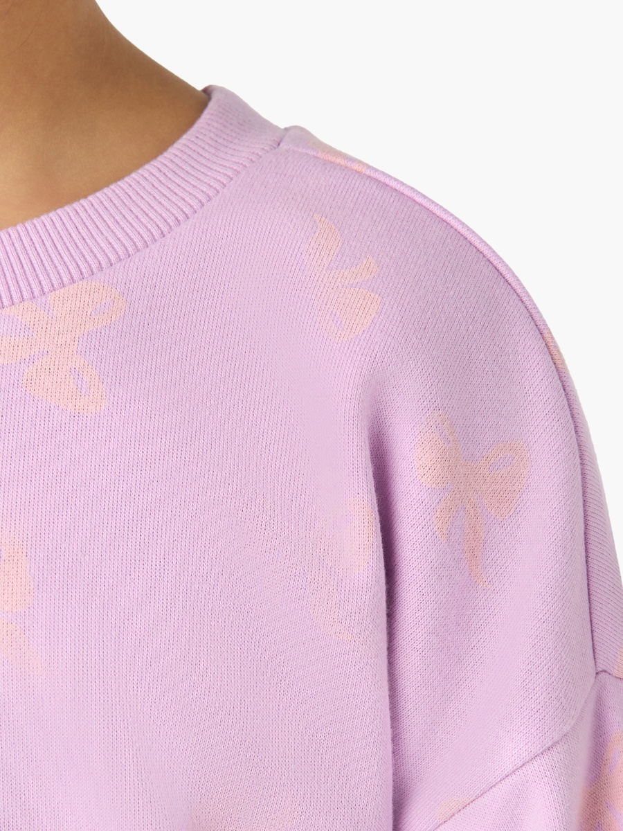 Crew Neck Sweatshirt with Bow Print