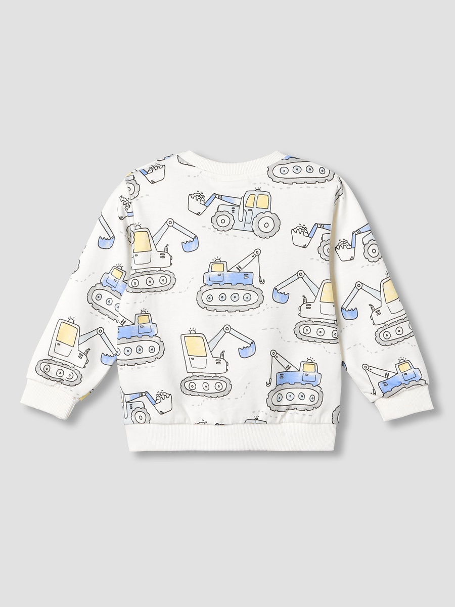 Construction Print Sweatshirt with Long Sleeves