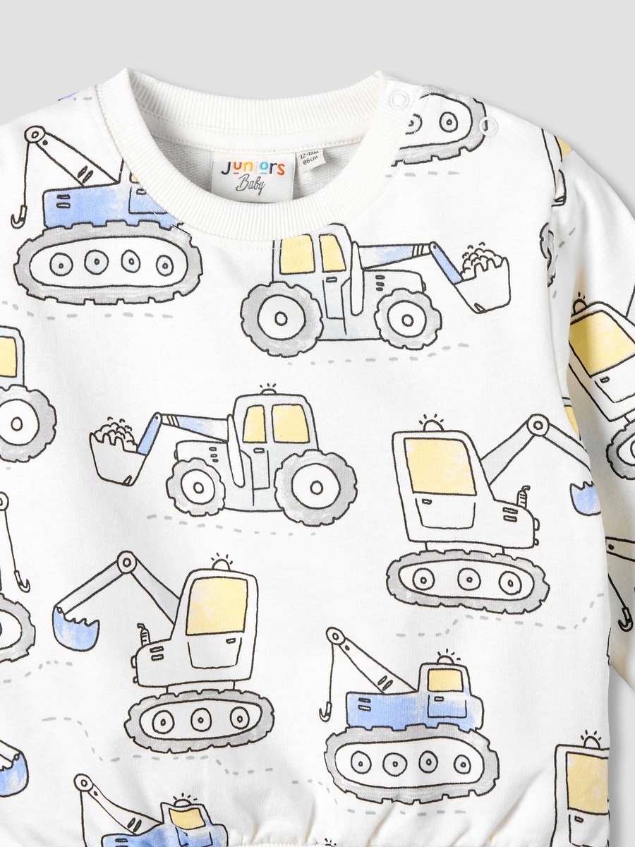Construction Print Sweatshirt with Long Sleeves