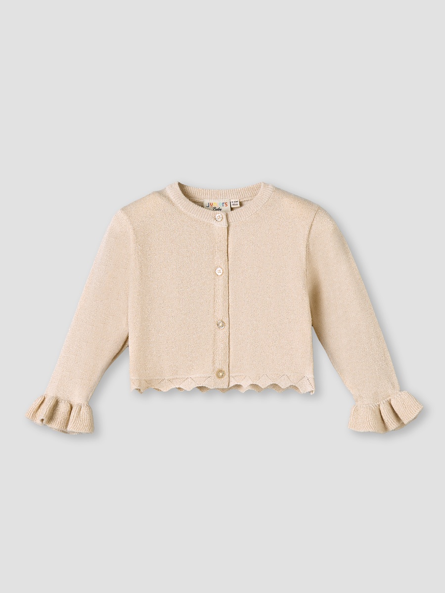 Scalloped Hem Cardigan with Long Sleeves