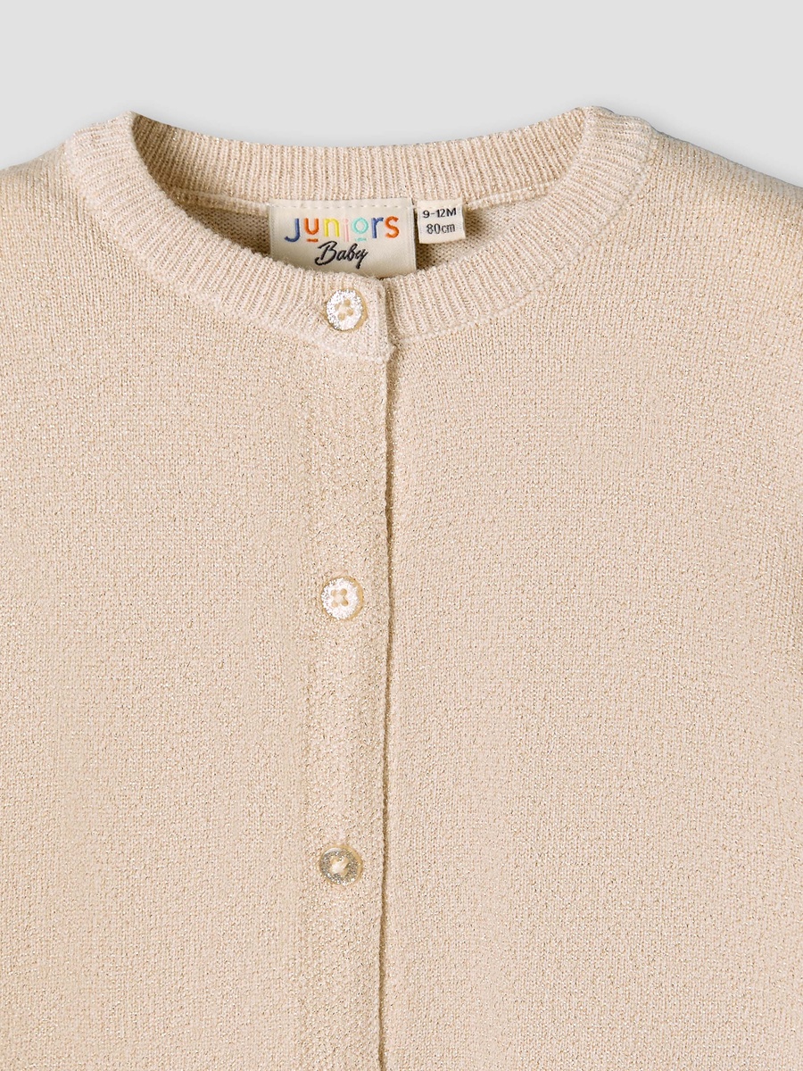 Scalloped Hem Cardigan with Long Sleeves