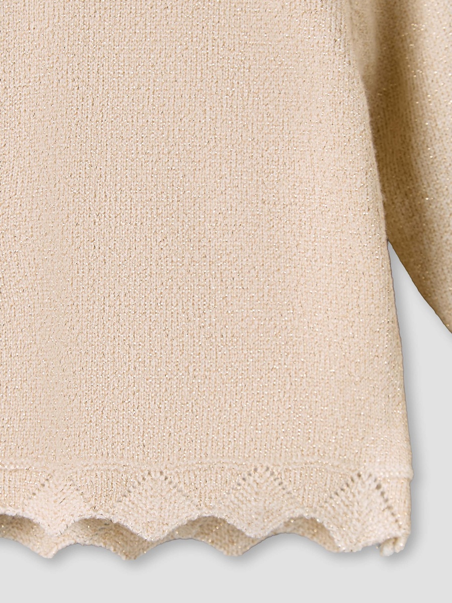 Scalloped Hem Cardigan with Long Sleeves