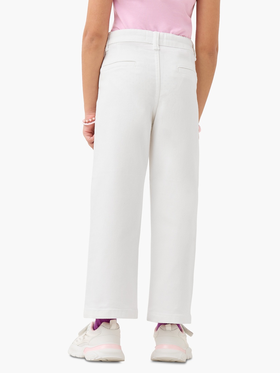 Cotton Jeans with Pockets and Buttoned Waist