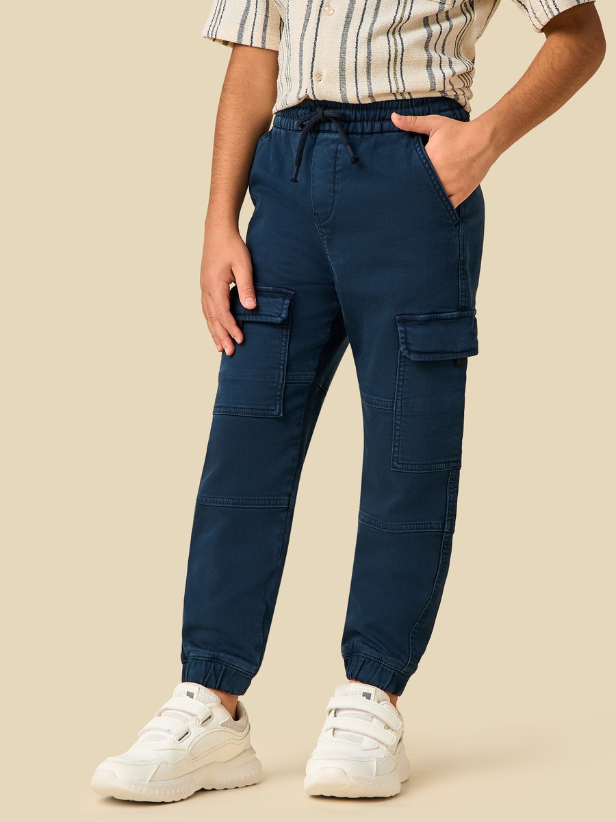 Joggers with Cargo Pockets and Drawstring Waist