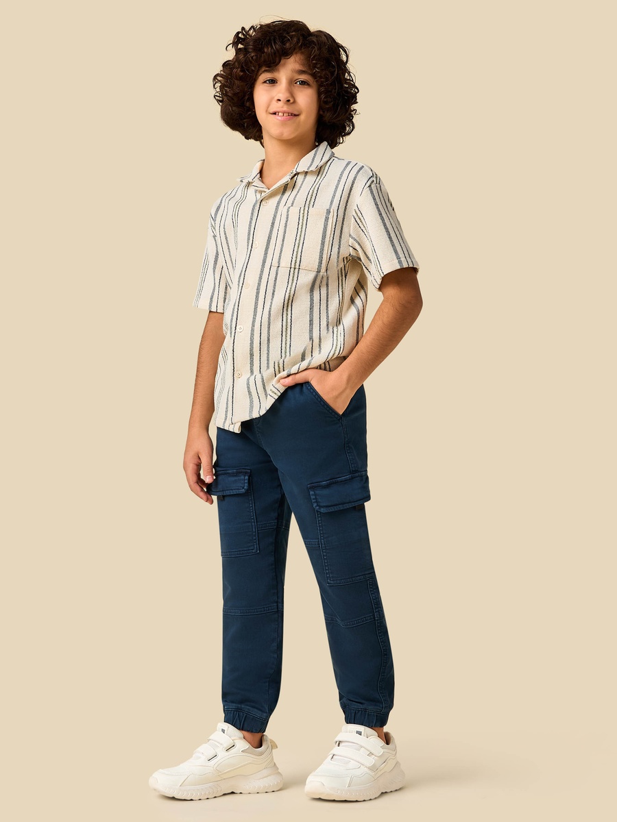 Joggers with Cargo Pockets and Drawstring Waist