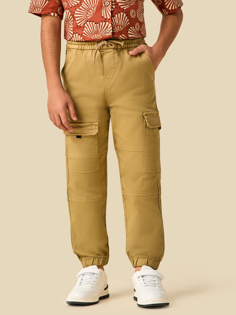 Joggers with Cargo Pockets and Drawstring Waist