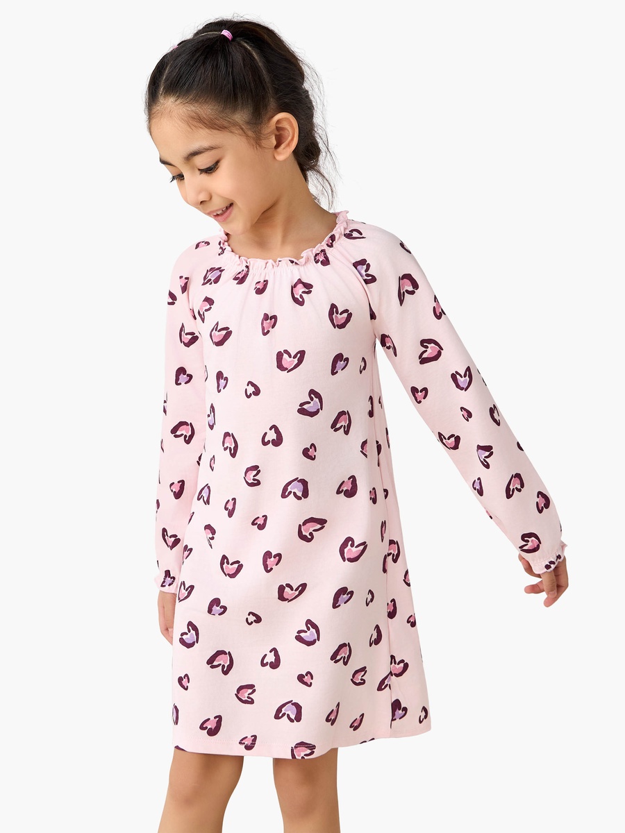 Pack of 2 Cotton Pie Crust Neck Long Sleeves Night Dress with Print