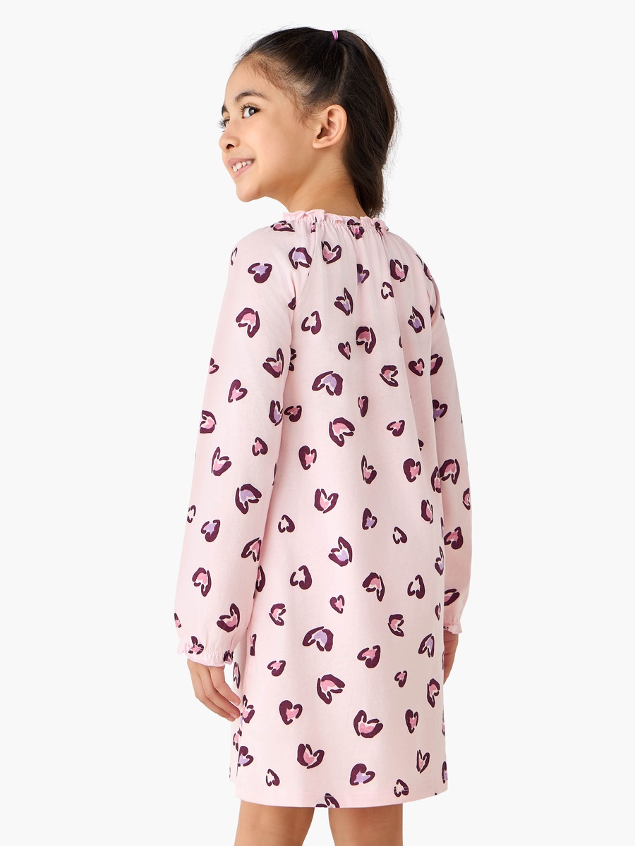 Pack of 2 Cotton Pie Crust Neck Long Sleeves Night Dress with Print