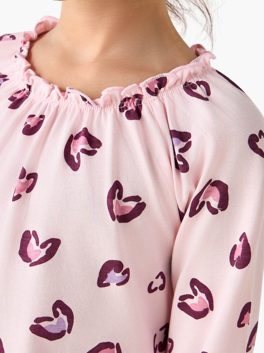 Pack of 2 Cotton Pie Crust Neck Long Sleeves Night Dress with Print