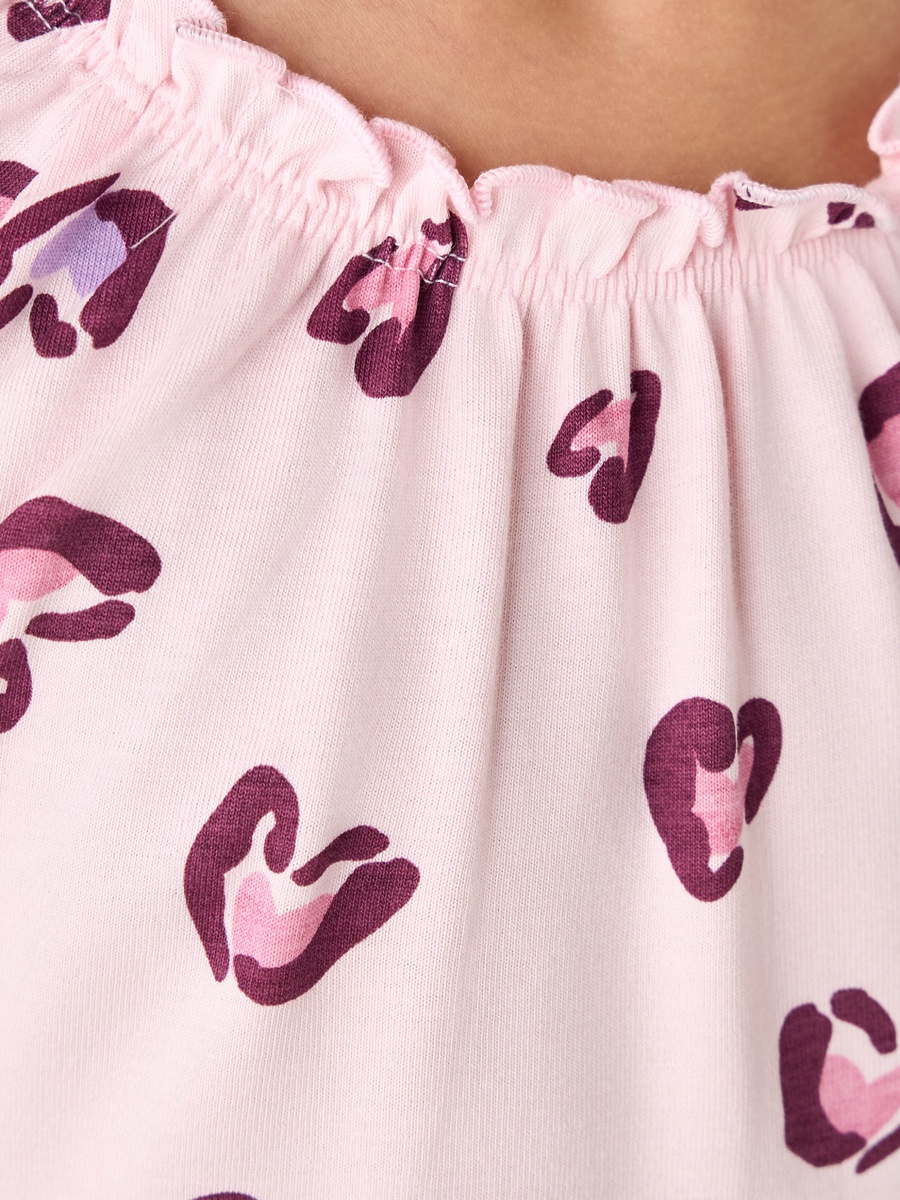 Pack of 2 Cotton Pie Crust Neck Long Sleeves Night Dress with Print