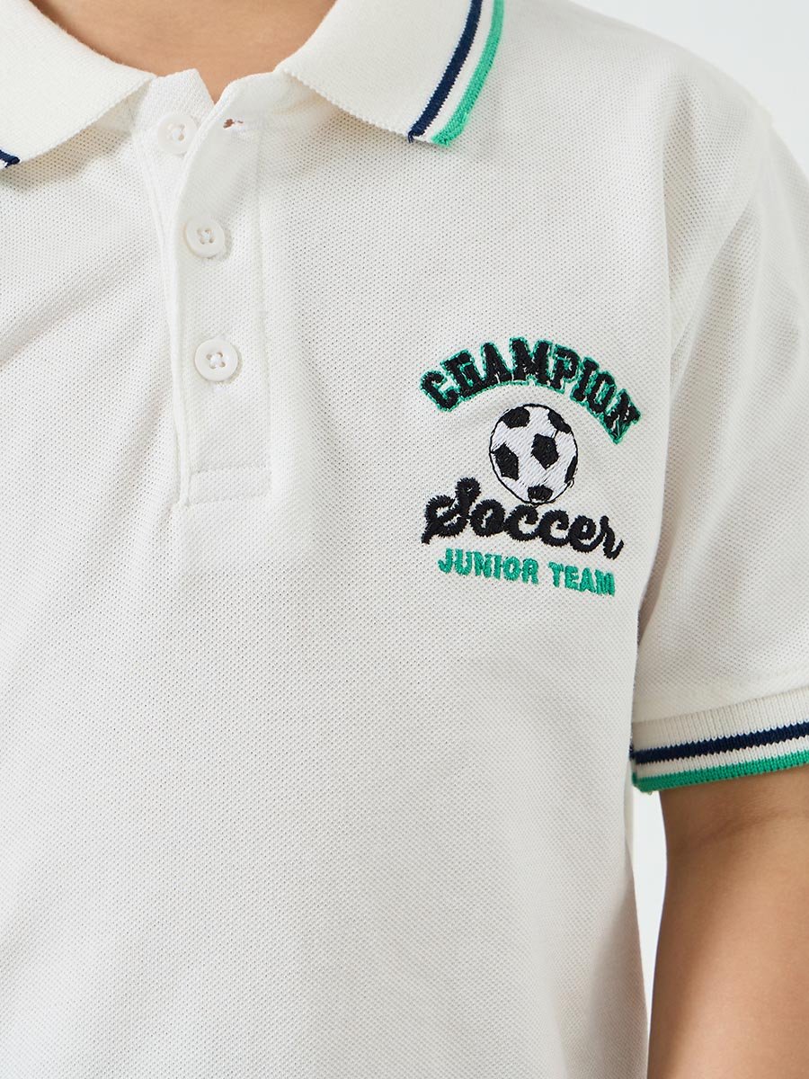 Kids Football Inspired Embroidery Polo T-Shirt