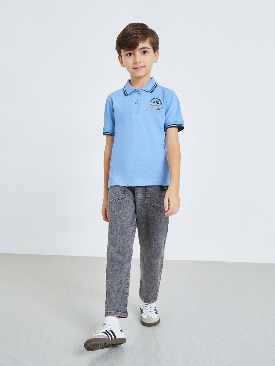 Kids Football Inspired Embroidery Polo T-Shirt