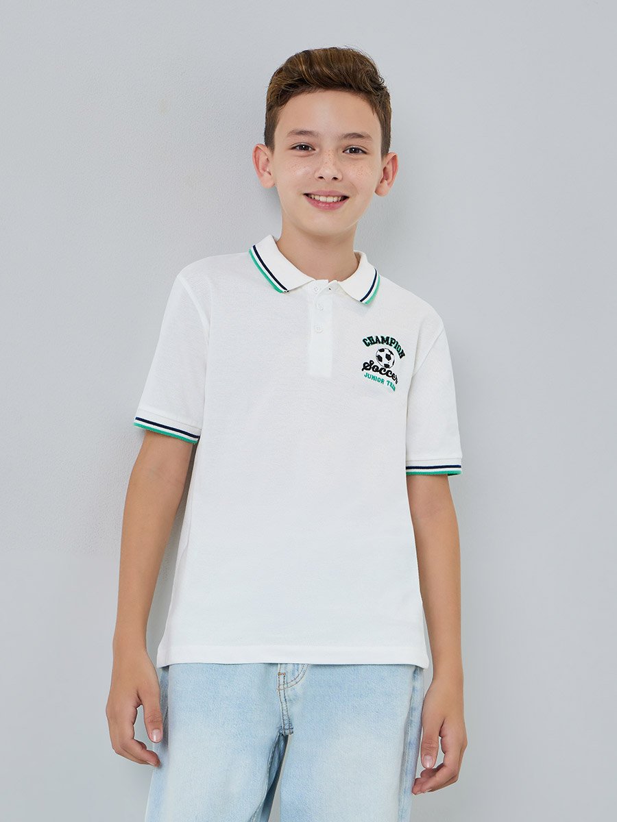 Kids Football Inspired Embroidery Polo T-Shirt