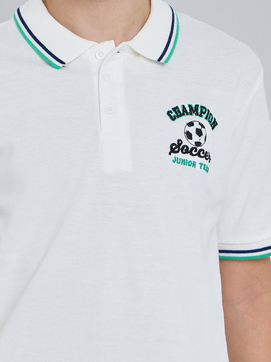 Kids Football Inspired Embroidery Polo T-Shirt