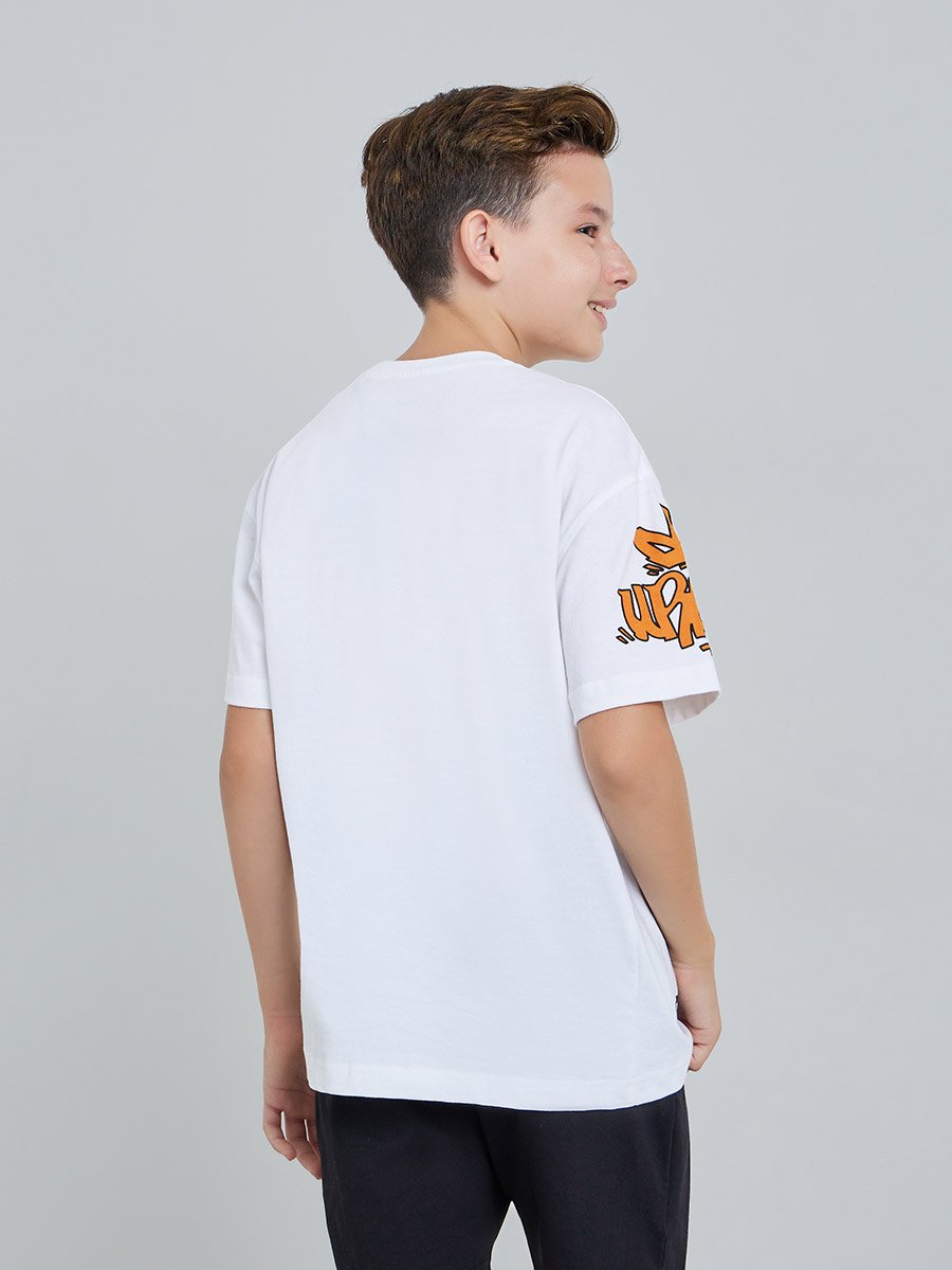Teen Boys Graffiti Print Oversized Cotton T-Shirt
